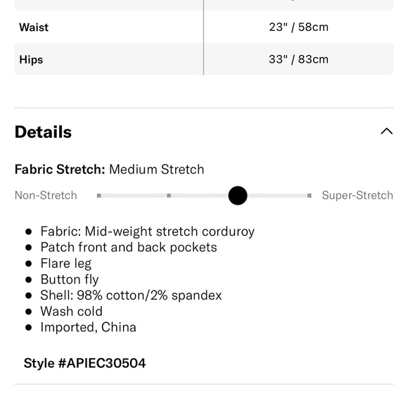 Apiece Apart Slim Marston Corduroy Pants Size 0 Midnight - Picture 2 of 10